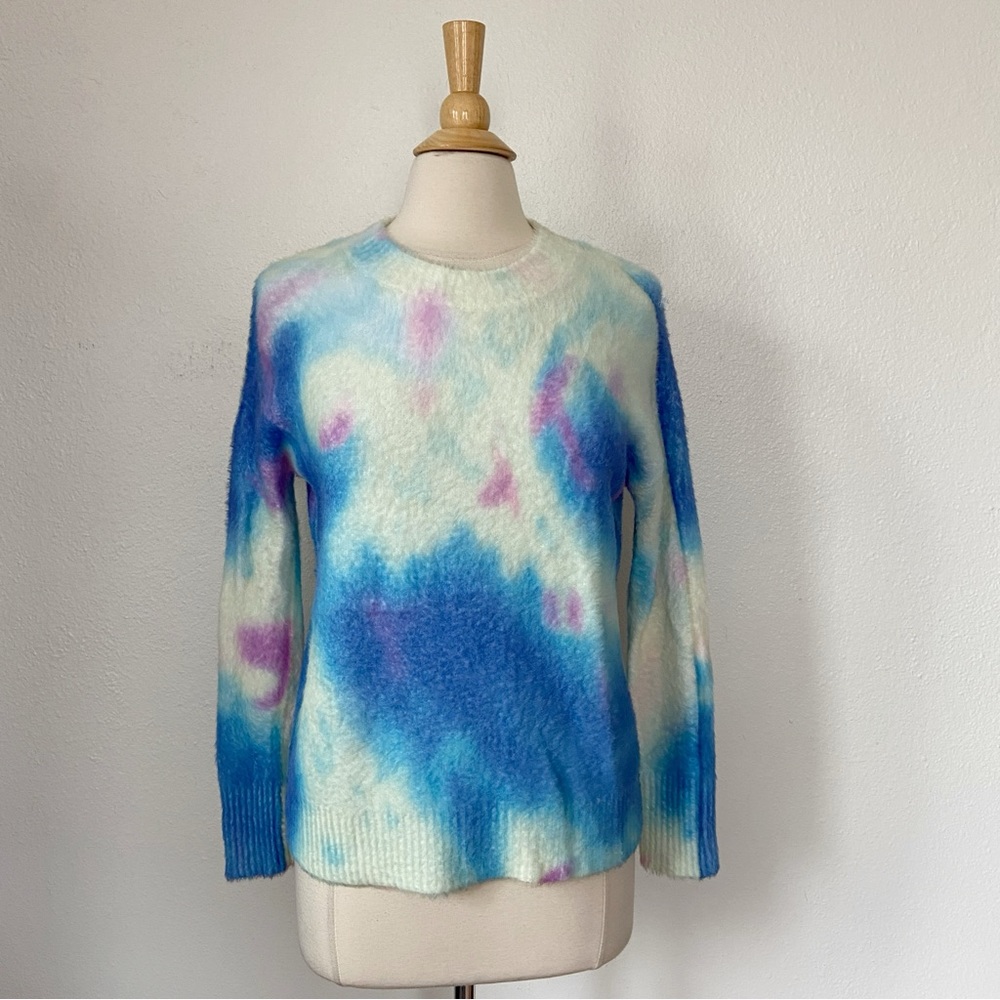 Pastel Blue Purple & White Tie-Dye Sweater